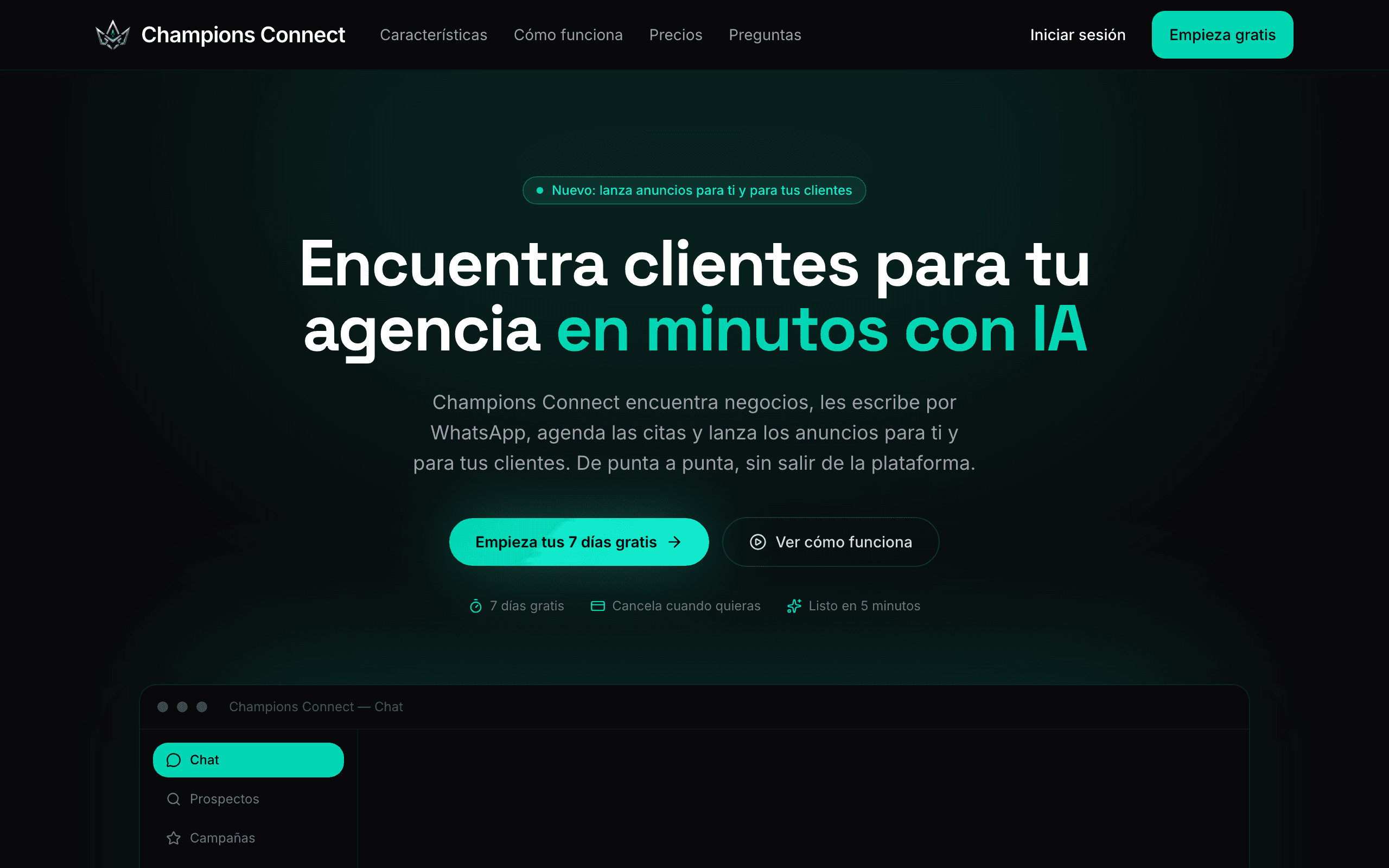 Pantalla de Champions Connect