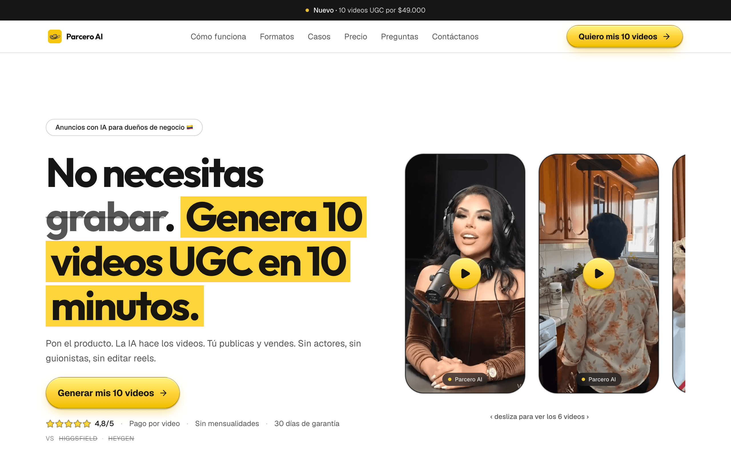 Pantalla de Parcero Videos
