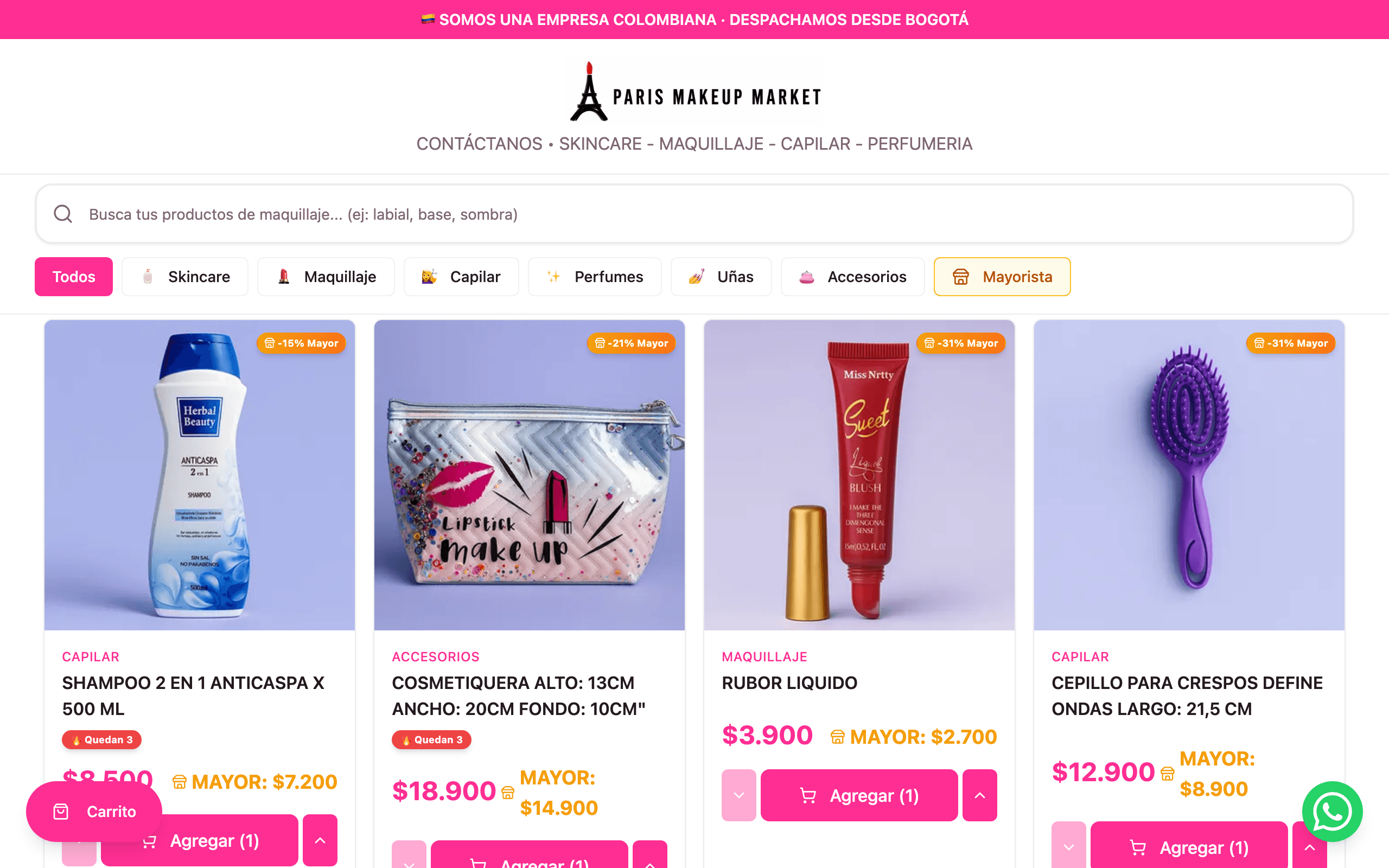 Pantalla de Paris Makeup Market